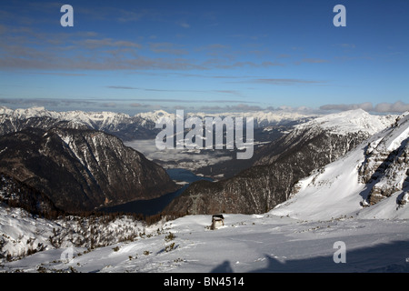 Panorama der Alpen mit Hallstätter See, Startstelle, Österreich Stockfoto