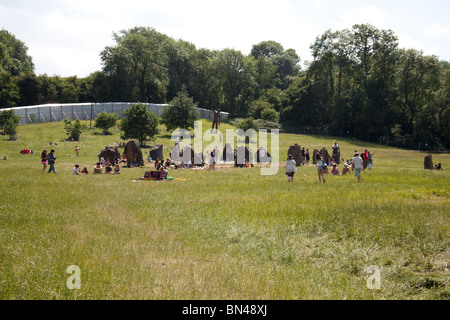 Der Steinkreis in Kings Wiese, Glastonbury Festival 2010 Stockfoto