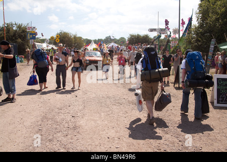 Grüne Felder Bereich des Glastonbury Festivals 2010 Stockfoto