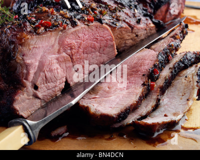 Butterflied Lammkeule adobado und gegrillt Stockfoto