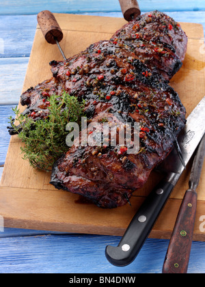 Butterflied Lammkeule adobado und gegrillt Stockfoto