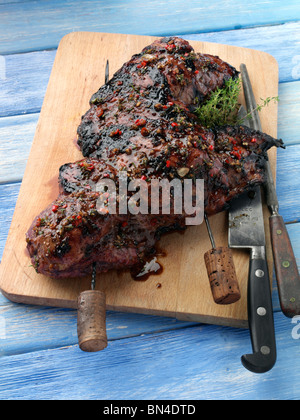 Butterflied Lammkeule adobado und gegrillt Stockfoto