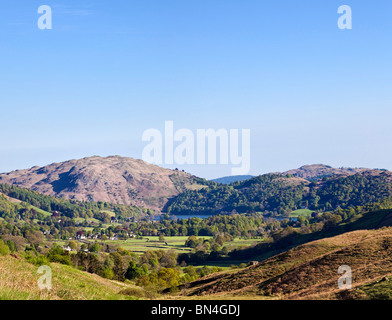 Grasmere See und Loughrigg fiel von Dunmail erhöhen, Lake District, Großbritannien Stockfoto