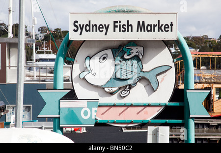 Das alte Schild aus Sydney Fish Market Stockfoto