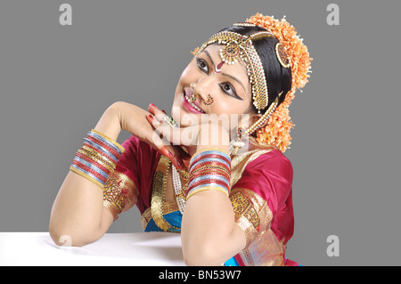 Einen Ausdruck in Bharat Natyam träumen Stockfoto