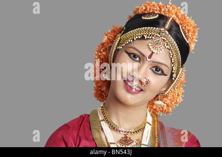 Hinterfragen Ausdruck eines Ausdrucks in Bharat natyam Stockfoto