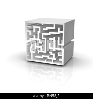 Isolierte Labyrinth mit Reflexion. 3D gerenderte Darstellung. Stockfoto