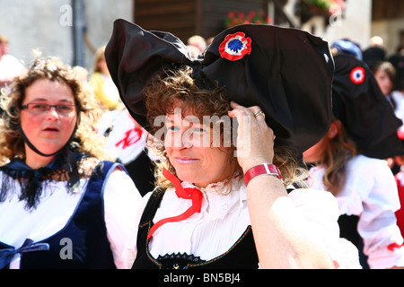 traditionelles fest in einem kleinen elsässischen Dorf in Frankreich Stockfoto