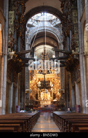 Innenraum der Catedral De La Apostel, Santiago de Compostela, Galicien, Spanien Stockfoto