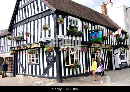 Ye Olde Red Horse Pub, Vine Street, Evesham, Worcestershire, England, Vereinigtes Königreich Stockfoto