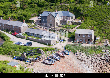 Penberth, ein kleines Cornish Fischerdorf in der Nähe von Porthcurno, Cornwall, UK. Stockfoto