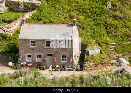 Penberth, ein kleines Cornish Fischerdorf in der Nähe von Porthcurno, Cornwall, UK. Stockfoto