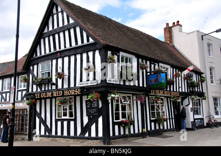 Ye Olde Red Horse Pub, Vine Street, Evesham, Worcestershire, England, Vereinigtes Königreich Stockfoto