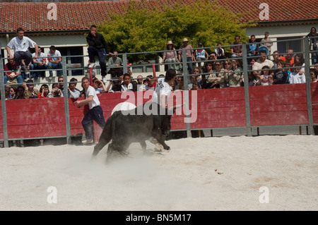 Arles, Frankreich - französische männliche Teenager Matadore in traditionellen Carmaque Stierkampf Zeremonie, Feria Stierkampf Festival. Stockfoto