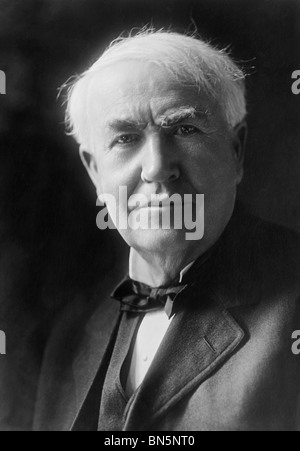 US-amerikanischer Erfinder + Wissenschaftler Thomas Edison (1847-1931) - Schöpfer der weltweit erste praktische, langlebige Leuchtmittel. Stockfoto