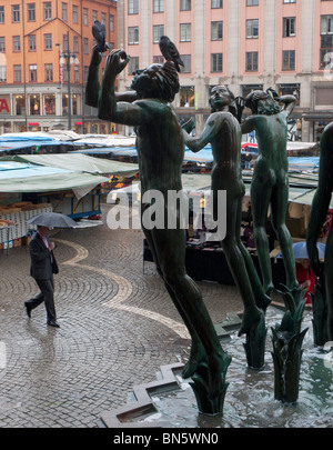 Orpheus-Statue auf dem Högtorget Platz in Stockholm, Schweden Stockfoto