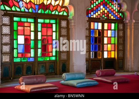 Moti Mahal (Pearl Zimmer). Maharajah´s Thronsaal. Meherangarh Fort. Jodhpur. Indien Stockfoto