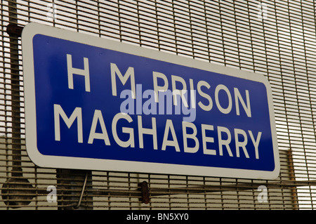 Schild am HMP Maghaberry-Gefängnis Stockfoto