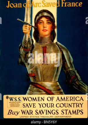 Joan of Arc gespeichert Frankreich--Frauen of America, Ihr Land zu retten--Krieg Einsparungen Briefmarken - Weltkrieg Poster kaufen Stockfoto