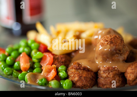 Schwedische Fleischbällchen Abendessen Stockfoto