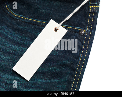 Weiße leere Lable auf jeans Stockfoto