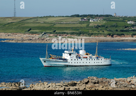 Die Scillonian III St. Marien in die Isles of Scilly, Cornwall UK verlassen. Stockfoto