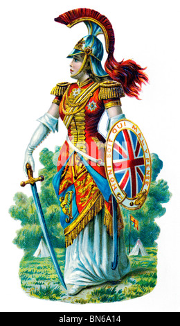 Britannia, viktorianischen Chromo-Lithographie die Personifizierung von Großbritannien und sein Reich seit der Römerzeit Stockfoto
