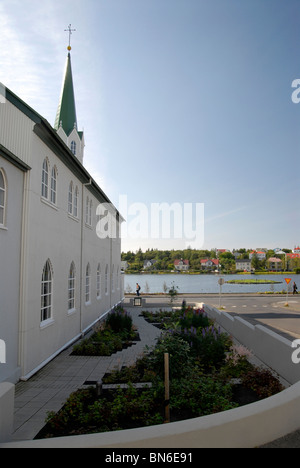 Die Frikirkjan (Freie Lutherische Kirche), Reykjavik, Island. Stockfoto