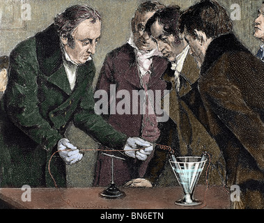 Oersted, Hans Christian (Copenhagen Rudkobing, 1777-1851). Dänischer Physiker und Chemiker. Oersted entdeckt Elektromagnetismus. Stockfoto