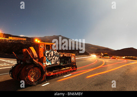 Schneepflug am Ätna, Catania, Sizilien, Italien, Europa Stockfoto