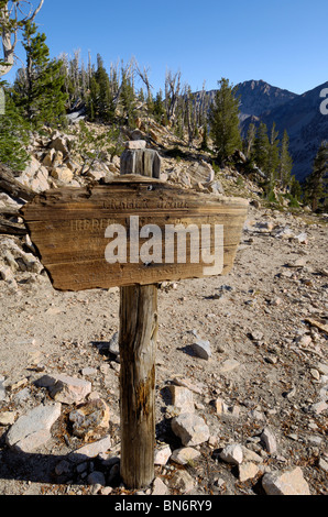 Wegweiser bei Cramer teilen, Sawtooth Mountains, Idaho, USA Stockfoto