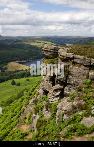 Ladybower Vorratsbehälter von Bamford Gritstone Kante hohen Gipfeln Nationalpark Derbyshire england Stockfoto