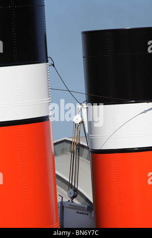 Waverley Paddle Steamer Trichter, auf dem Fluss Clyde, Pacific Quay, Glasgow, Schottland, Großbritannien Stockfoto