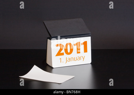 Schwarzen Notizbuch 2011 Jahreskalender. 1. Januar Stockfoto