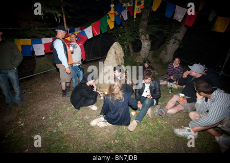 Joe Strummer Gedenkstein beim Glastonbury Festival 2010. Stockfoto