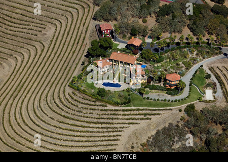 Luftbild oben terrassierten Berghang Vineyard Estate Sonoma Valley Kalifornien Stockfoto