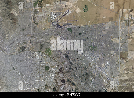 Luftbildkarte Blick über El Paso Texas Ciudad de Juarez Mexiko Rio Grande Stockfoto