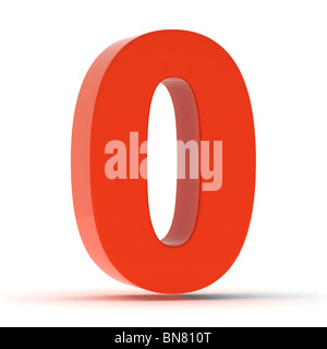 Die Zahl 0 - rotem Kunststoff Stockfoto