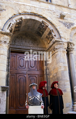 Mittelalterliche Parade der Giostra del Saracino, Pieve Santa Maria, Arezzo, Toskana, Italien Stockfoto