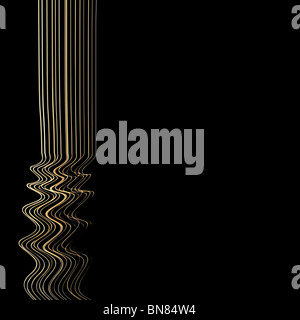 Leuchtende Linien auf der linken Seite das quadratische Bild auf einem schwarzen Hintergrund. Stockfoto
