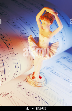 Ballerina-Figur auf Filmmusik Stockfoto