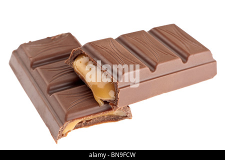 Tafel Schokolade und Toffee Caramel bar Stockfoto