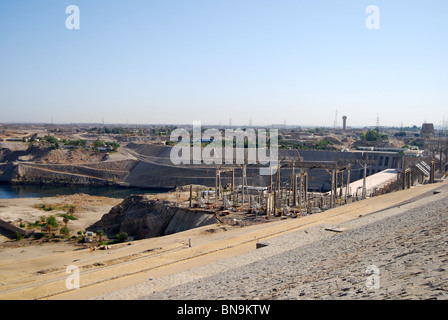 elektrische Energie aus Wasserkraft-Generation aus der Assuan-Staudamm Nasser-See auf der Nil-Anzahl 2917 zurückhalten Stockfoto