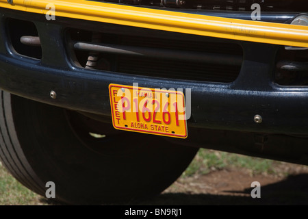 Schulbus-Kfz-Kennzeichen auf Maui, Hawaii Stockfoto