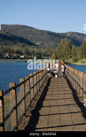 Der Boardwalk am Stanfield Marsh Wasservögel zu bewahren, Big Bear Lake, Kalifornien, USA Stockfoto