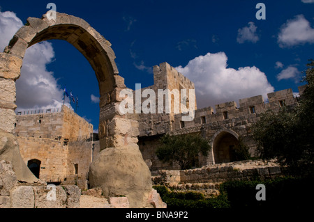 Innenhof der befestigten Turm Davids, auch bekannt als die Jerusalem-Zitadelle auf der alten Stadt von Ost-Jerusalem Israel Stockfoto