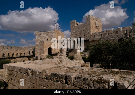 Innenhof der befestigten Turm Davids, auch bekannt als die Jerusalem-Zitadelle auf der alten Stadt von Ost-Jerusalem Israel Stockfoto