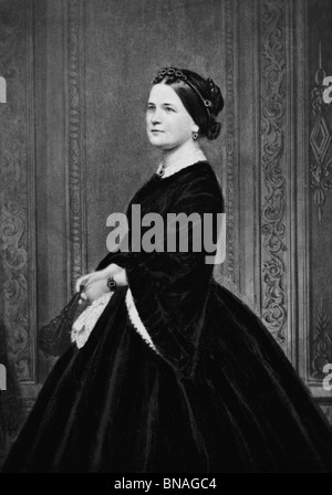 Porträt-Foto-c1860s von Mary Todd Lincoln (1818-1882) - Ehefrau von US-Präsident Abraham Lincoln + First Lady von 1861 bis 1865. Stockfoto