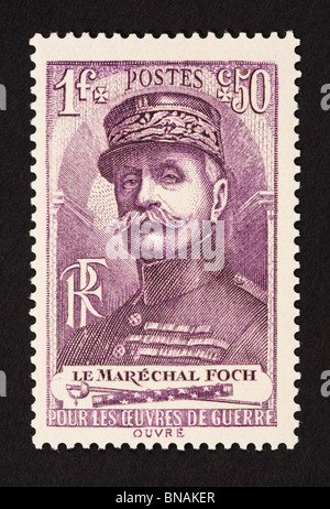 Briefmarke aus Frankreich Darstellung Marshall Foch. Stockfoto