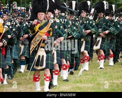 Schottische Pipe Band bei den Drumtochty Highland Games 2010 Stockfoto